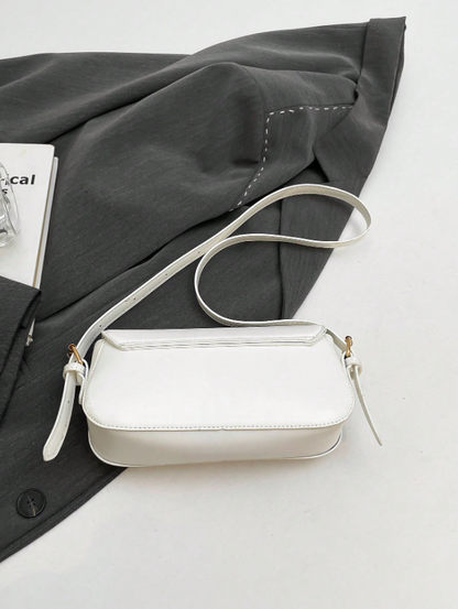 Trendy Small Square Shoulder Armpit Bag – PU Leather Flap Bag, Black & White Lightweight Top Handle Purse