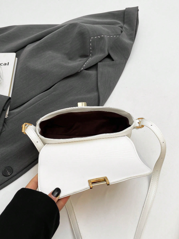 Trendy Small Square Shoulder Armpit Bag – PU Leather Flap Bag, Black & White Lightweight Top Handle Purse