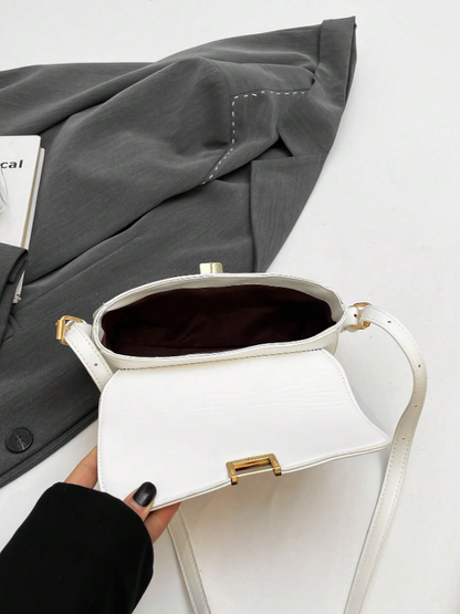 Trendy Small Square Shoulder Armpit Bag – PU Leather Flap Bag, Black & White Lightweight Top Handle Purse