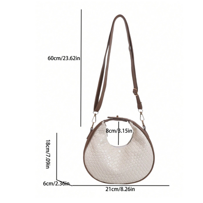 Crocodile Pattern Crescent Shoulder Bag – Minimalist PU Leather Hobo with Zipper | Elegant Small Bag for Daily Outfits