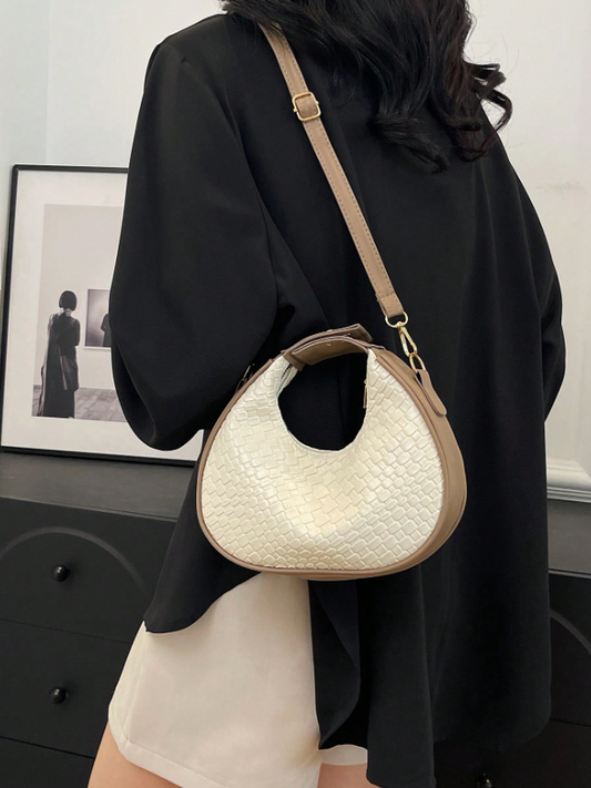 Crocodile Pattern Crescent Shoulder Bag – Minimalist PU Leather Hobo with Zipper | Elegant Small Bag for Daily Outfits