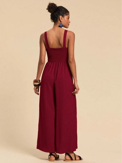 Cutout Wide Leg Jumpsuit for Women – Trendy Twisted Knot Sleeveless Partywear