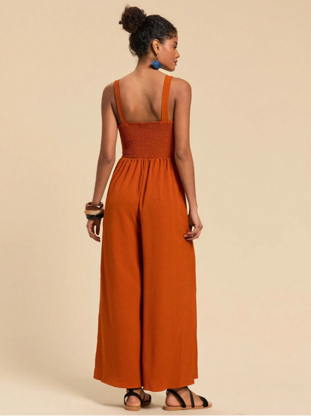 Cutout Wide Leg Jumpsuit for Women – Trendy Twisted Knot Sleeveless Partywear