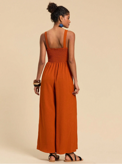 Cutout Wide Leg Jumpsuit for Women – Trendy Twisted Knot Sleeveless Partywear