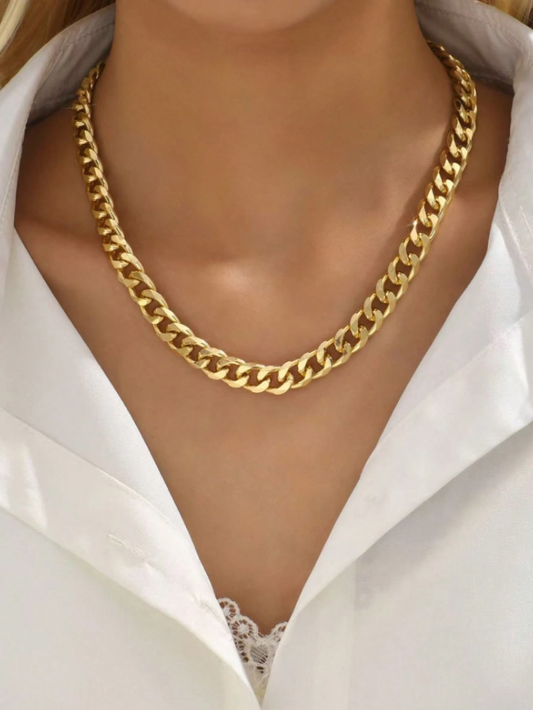 Bold Punk Style Thick Chain Necklace for Women – Statement Gold Choker for Daily & Streetwear Looks