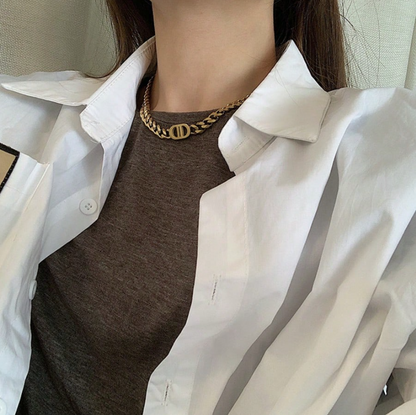 Bold Gold Thick Chain Necklace for Women – Hip-Hop Short Choker, Y2K Streetwear Style