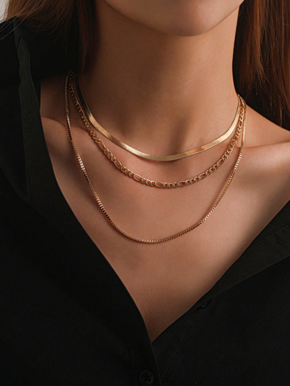 Trendy Multi-Layered Geometric Necklace for Women – Glam Gold Chain