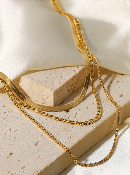 Trendy Multi-Layered Geometric Necklace for Women – Glam Gold Chain