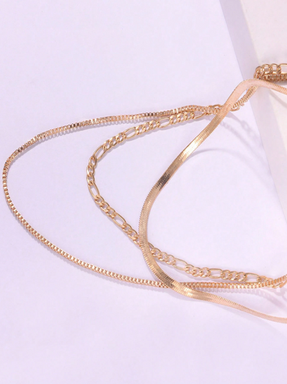 Trendy Multi-Layered Geometric Necklace for Women – Glam Gold Chain