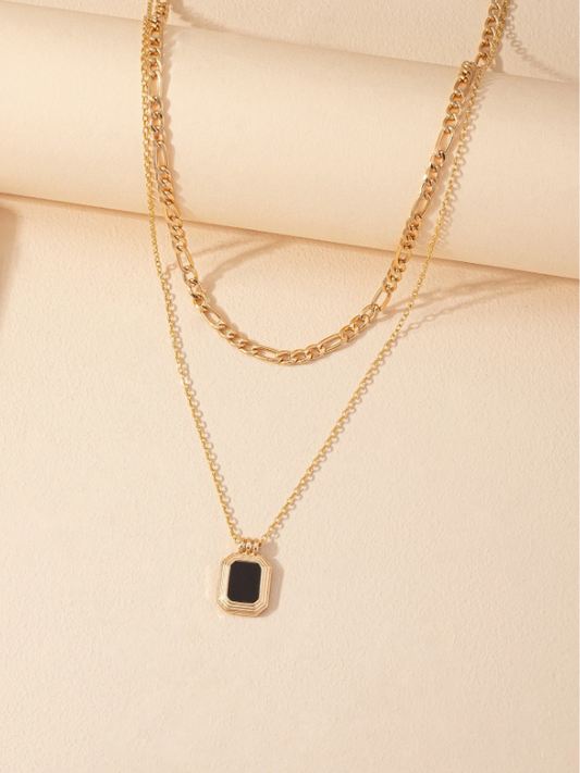 Trendy Geometric Charm Layered Necklace in Gold – Daily Wear Statement Chain for Women