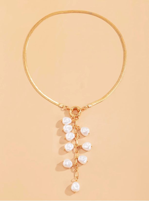 Boho Faux Pearl Y-Lariat Necklace with Tassel Charm – Elegant Daily & Party Jewelry for Women