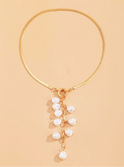 Boho Faux Pearl Y-Lariat Necklace with Tassel Charm – Elegant Daily & Party Jewelry for Women
