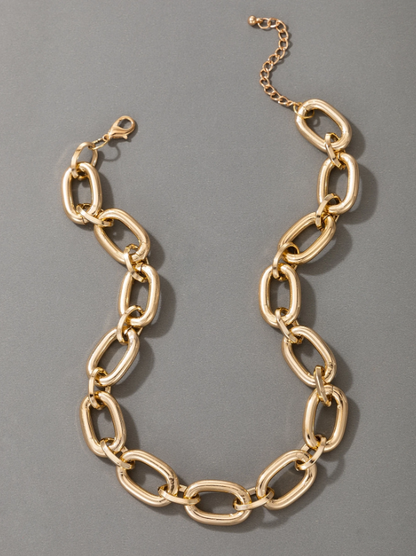 Bold Chunky Chain Statement Necklace for Women – Artistic Geometric Jewelry in Gold & Silver Tones