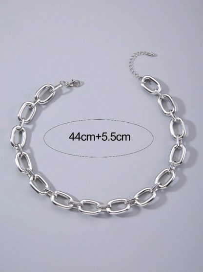 Bold Chunky Chain Statement Necklace for Women – Artistic Geometric Jewelry in Gold & Silver Tones