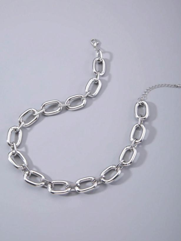 Bold Chunky Chain Statement Necklace for Women – Artistic Geometric Jewelry in Gold & Silver Tones