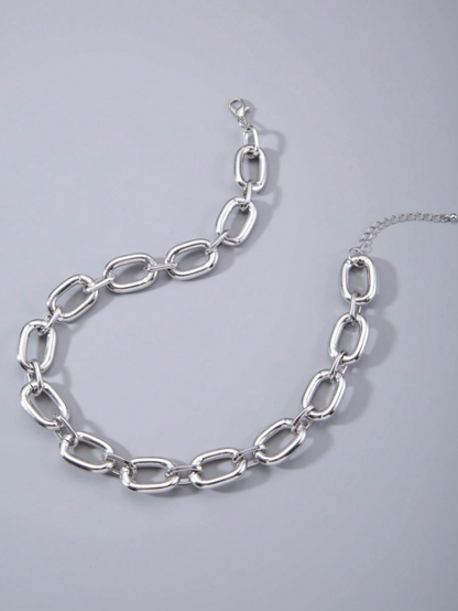 Bold Chunky Chain Statement Necklace for Women – Artistic Geometric Jewelry in Gold & Silver Tones