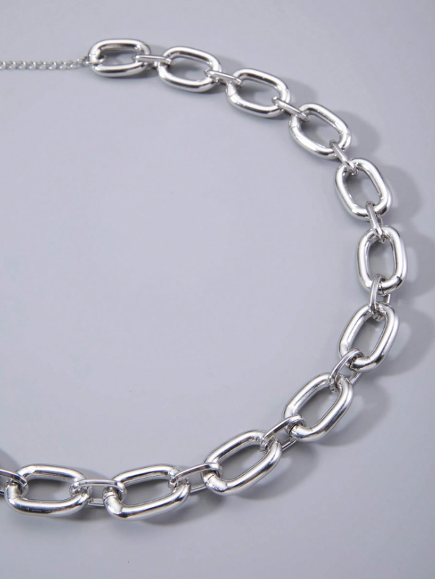 Bold Chunky Chain Statement Necklace for Women – Artistic Geometric Jewelry in Gold & Silver Tones