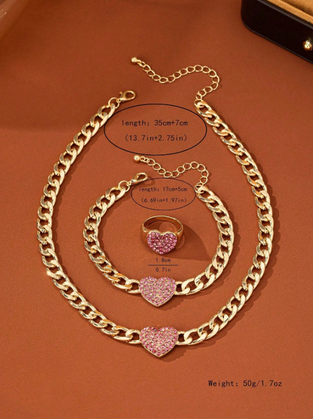 3-Piece Heart Jewelry Set