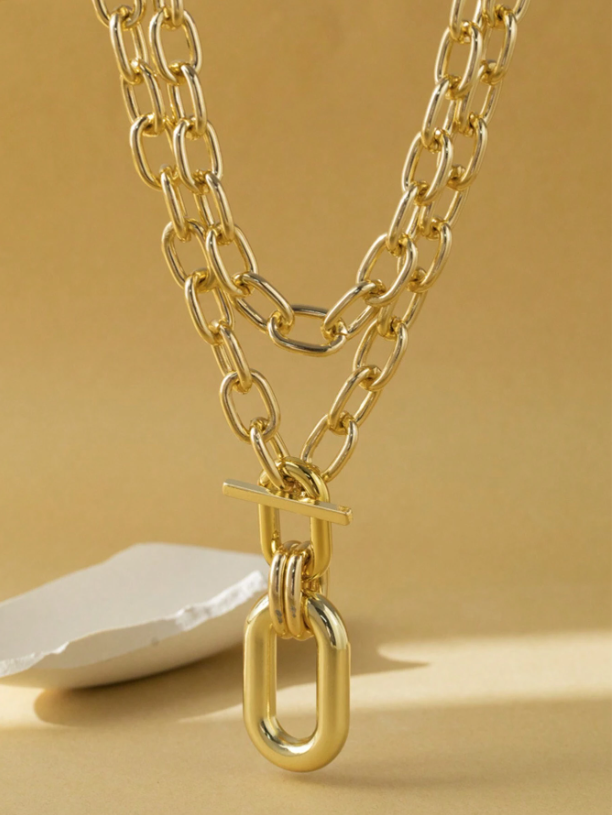 Bold Gold Multi-Layer Thick Chain Necklace for Women – Trendy Statement Choker for Daily & Party Wear