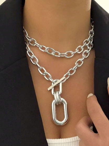 Bold Gold Multi-Layer Thick Chain Necklace for Women – Trendy Statement Choker for Daily & Party Wear