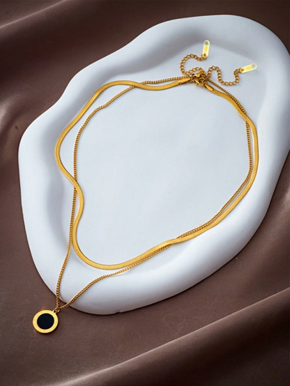 2pcs Gold Roman Coin Necklace