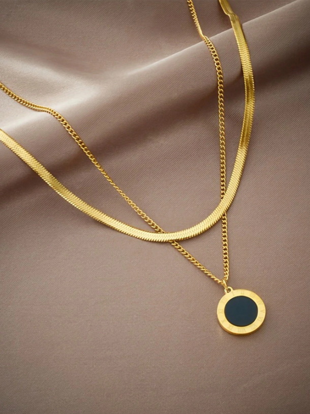 2pcs Gold Roman Coin Necklace