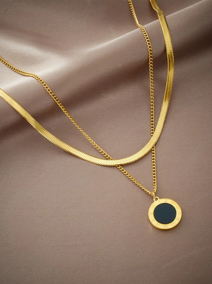 2pcs Gold Roman Coin Necklace
