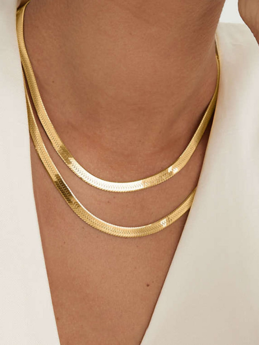 17KM Gold Snake Bone Multi-Layer Necklace for Women – Trendy Serpentine Chain