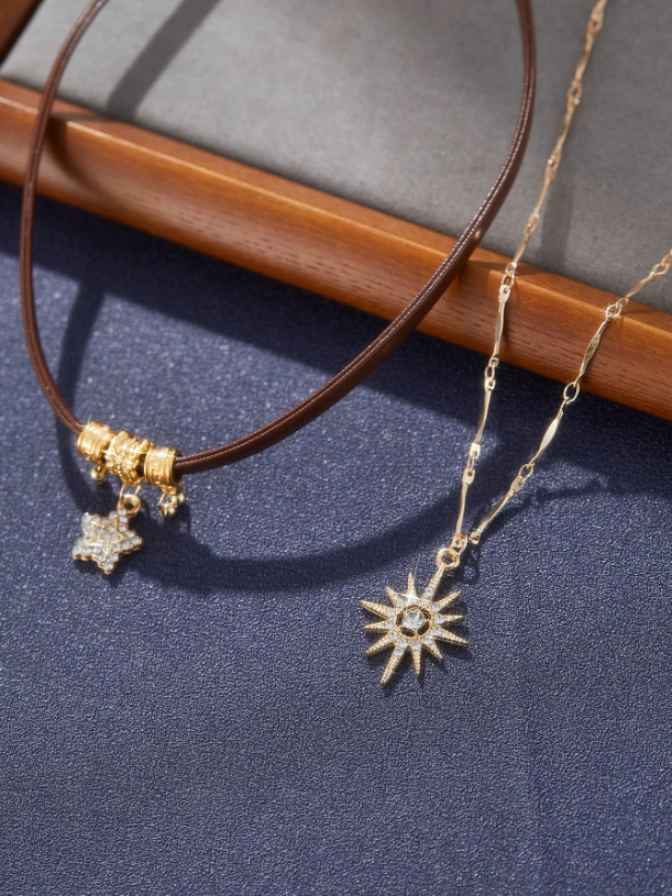 Sunflower Pendant Layered Necklace
