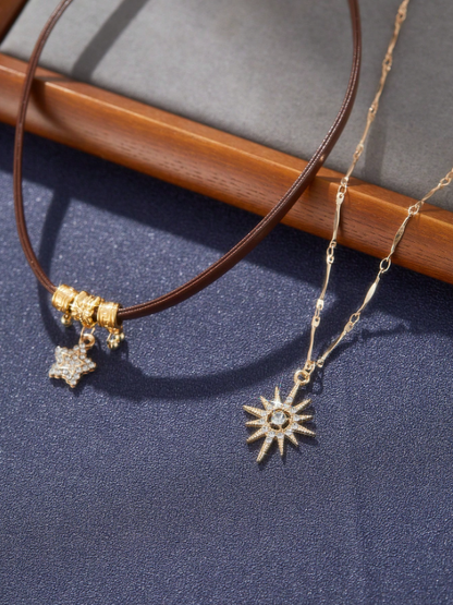 Sunflower Pendant Layered Necklace