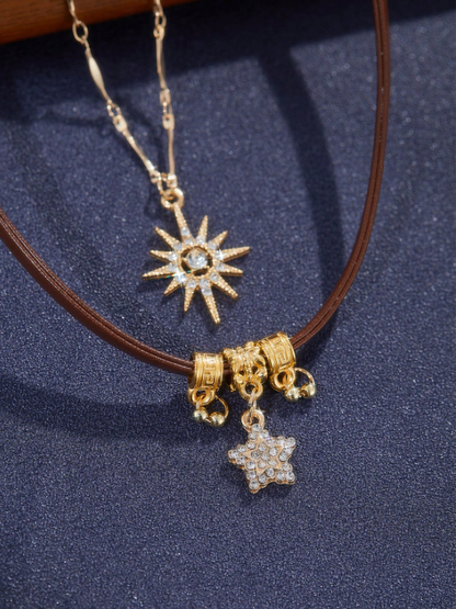 Sunflower Pendant Layered Necklace