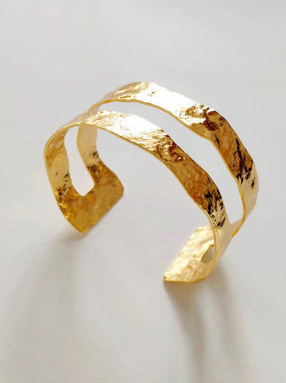 Simple Gold Open Cuff Bracelet  | Minimalist Metal Bangle | Everyday Chic Party Jewelry