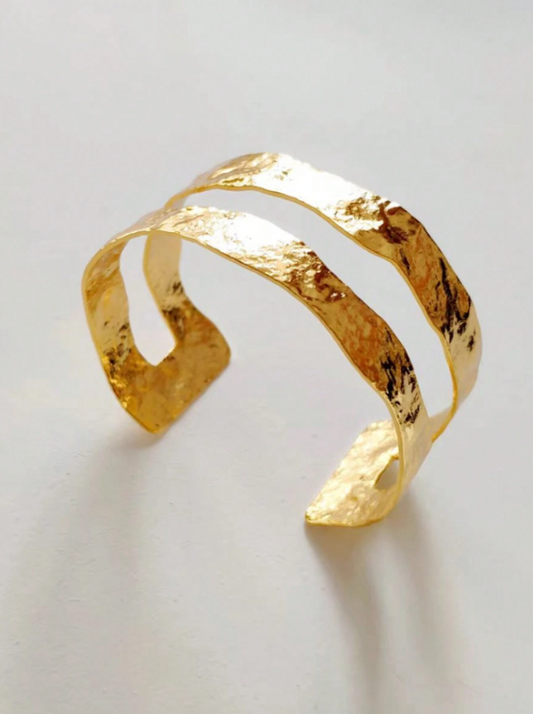 Simple Gold Open Cuff Bracelet  | Minimalist Metal Bangle | Everyday Chic Party Jewelry