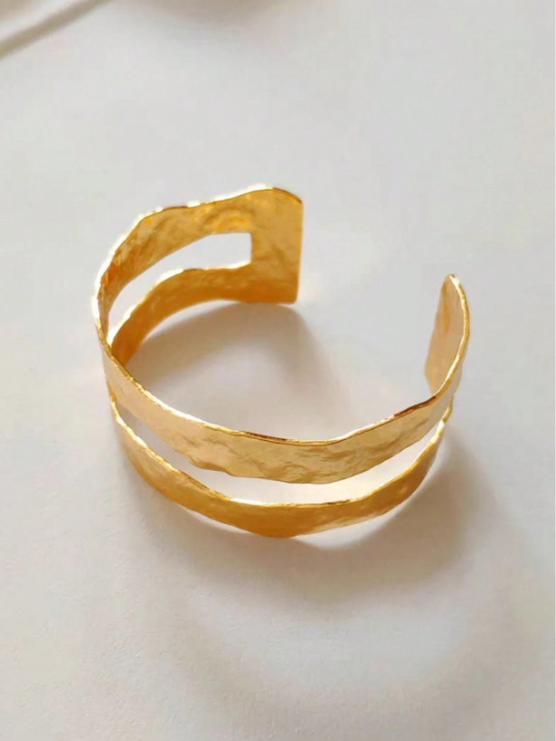 Simple Gold Open Cuff Bracelet  | Minimalist Metal Bangle | Everyday Chic Party Jewelry