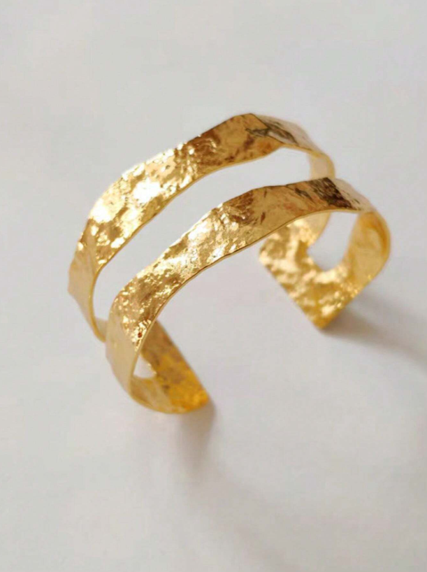 Simple Gold Open Cuff Bracelet  | Minimalist Metal Bangle | Everyday Chic Party Jewelry