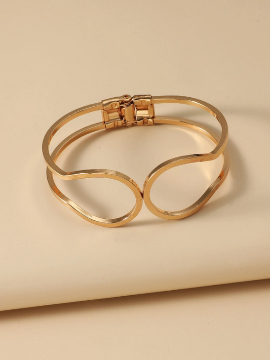 Gold Hollow Out Bracelet | Trendy Cutout Cuff Bangle | Minimalist Party & Daily Wear Jewelry