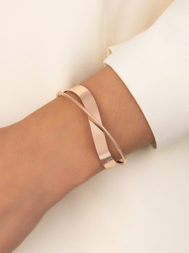 Minimalist Geometric Metal Open Cuff Bracelet | Modern Bangle in Gold, Silver & Rose Gold
