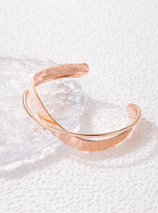 Minimalist Geometric Metal Open Cuff Bracelet | Modern Bangle in Gold, Silver & Rose Gold