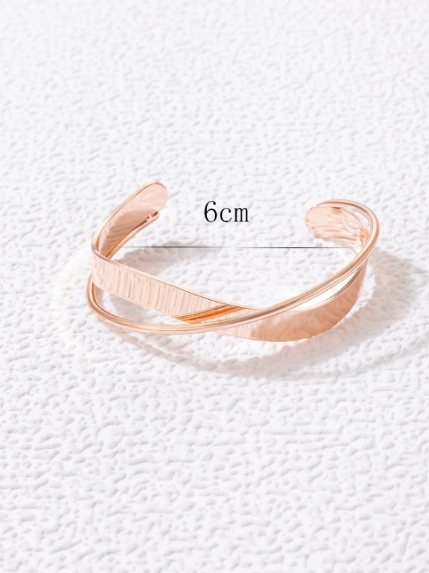 Minimalist Geometric Metal Open Cuff Bracelet | Modern Bangle in Gold, Silver & Rose Gold