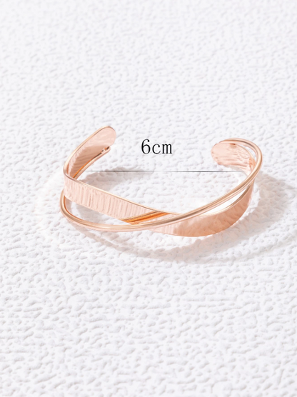 Minimalist Geometric Metal Open Cuff Bracelet | Modern Bangle in Gold, Silver & Rose Gold