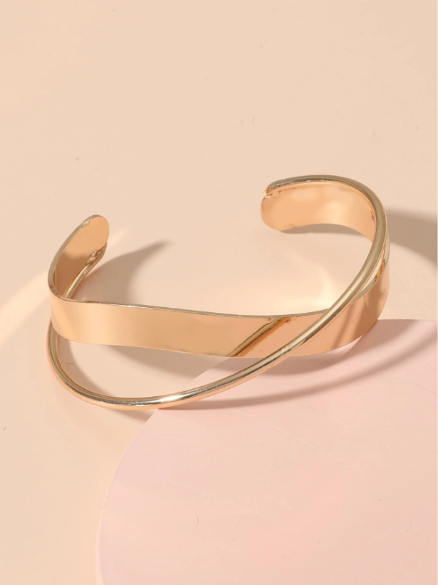 Minimalist Geometric Metal Open Cuff Bracelet | Modern Bangle in Gold, Silver & Rose Gold