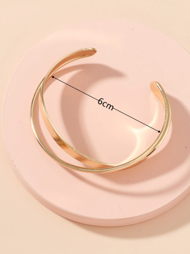 Minimalist Geometric Metal Open Cuff Bracelet | Modern Bangle in Gold, Silver & Rose Gold