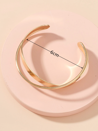 Minimalist Geometric Metal Open Cuff Bracelet | Modern Bangle in Gold, Silver & Rose Gold