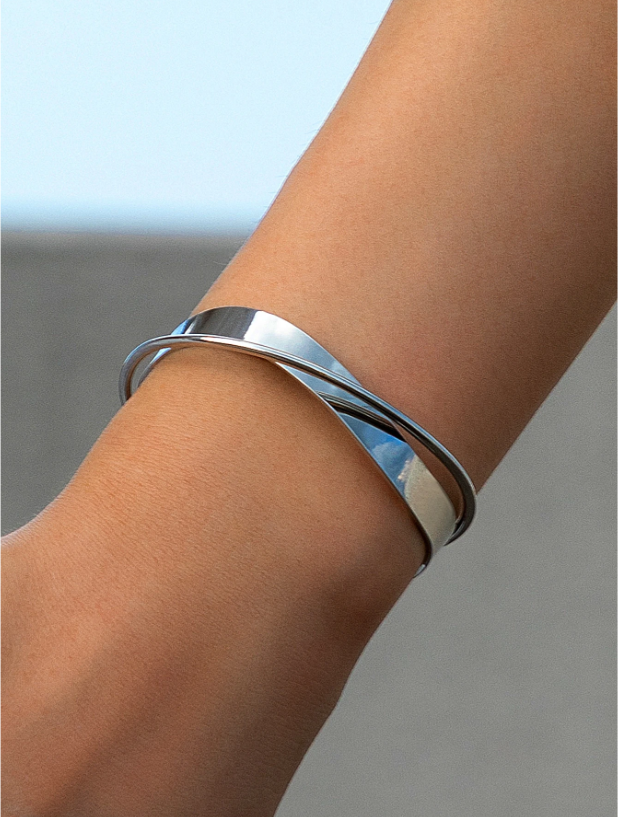 Minimalist Geometric Metal Open Cuff Bracelet | Modern Bangle in Gold, Silver & Rose Gold