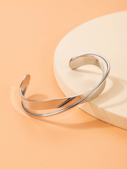 Minimalist Geometric Metal Open Cuff Bracelet | Modern Bangle in Gold, Silver & Rose Gold