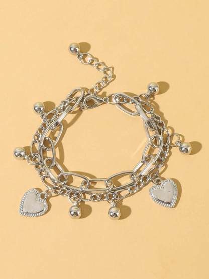 Gold Double Heart Chain Bracelet | Romantic Linked Charm Jewelry | Everyday & Gift Accessory