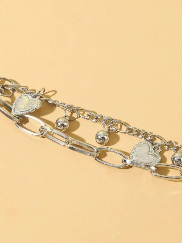 Gold Double Heart Chain Bracelet | Romantic Linked Charm Jewelry | Everyday & Gift Accessory