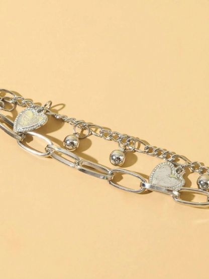 Gold Double Heart Chain Bracelet | Romantic Linked Charm Jewelry | Everyday & Gift Accessory