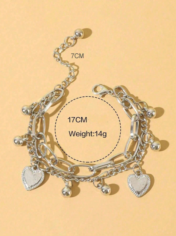 Gold Double Heart Chain Bracelet | Romantic Linked Charm Jewelry | Everyday & Gift Accessory