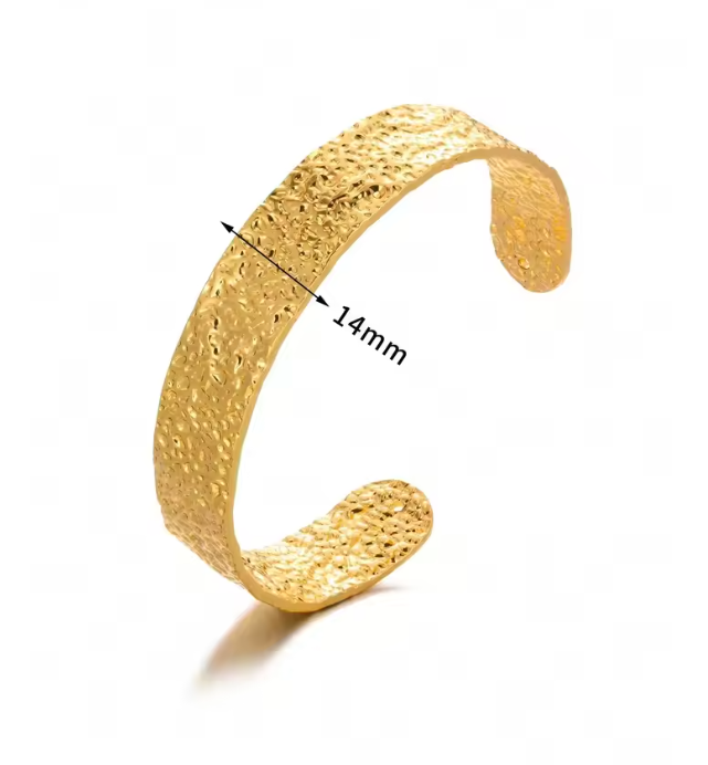 Hammered Gold Wide Cuff Bangle